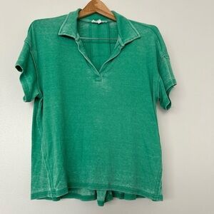 June & Delancy washed green oversized top M